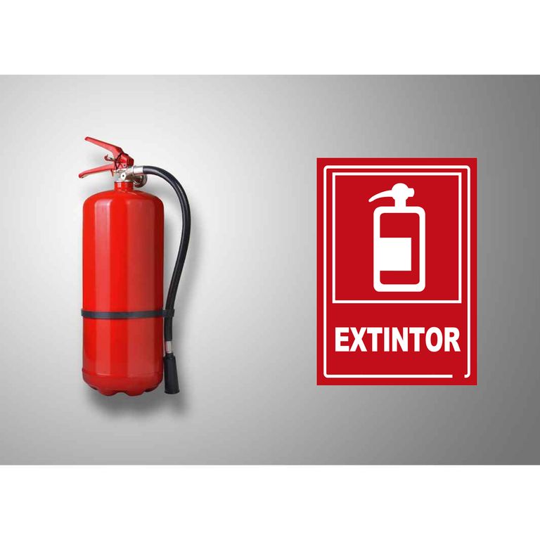 Aviso Extintor de incendio sobre base metalica 20x30 cms