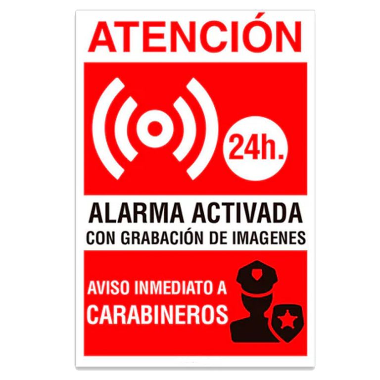 Aviso en base aluminio Disuasiva alarma activada