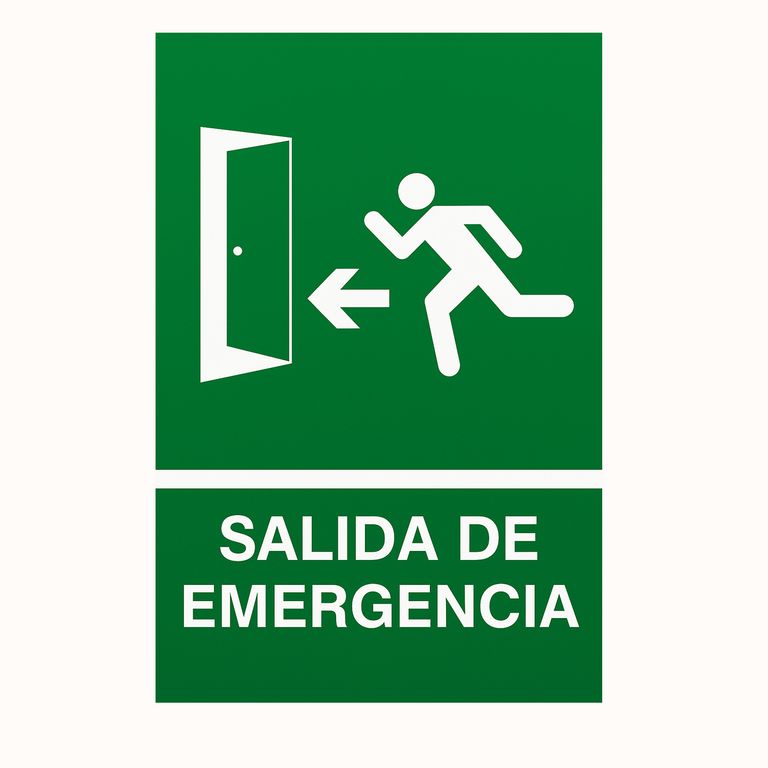 Aviso Salida de Emergencia sobre base metalica 20x30 cms