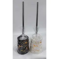 HOMESTAR - Escobilla Baño con Soporte Efecto Mármol - Blanca