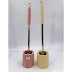 HOMESTAR - Escobilla Baño con Soporte y Mango Metálico - Amarillo