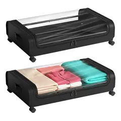 KUANGYE - Organizador De Ropa Metal P Debajo Cama Con Ruedas 80×44cm