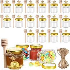 KUANGYE - Frasco De Vidrio Mini Miel Hexagonal 45 Ml Con Tapa (20pcs)