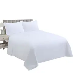 BJ HOGAR - Juego De Sabanas De 144 Hilos Cama 1.5 Plazas + 1 Funda Color Blanco