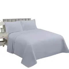 BJ HOGAR - Juego De Sabanas De 200 Hilos Cama 2 Plazas + 2 Fundas Color Gris