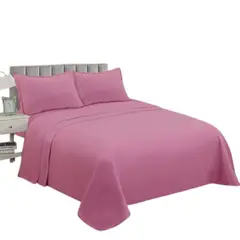BJ HOGAR - Juego De Sabanas De 200 Hilos Cama King + 2 Fundas Color Rosado