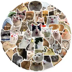GENERICO - Pack X50 Stickers De Gatos Memes Pegatinas