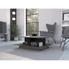 TUHOME - Mesa De Centro Bengali Coñac Y Wengue 37x100x80 Cm