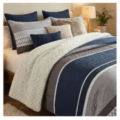 GENERICO - Cubrecama Sherpa 2 Plazas - Gris Matiz M954
