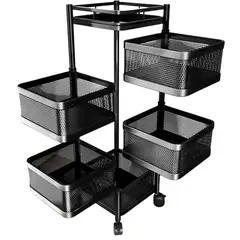 GENERICO - Organizador De Cocina Metálico 5 Niveles Giratorio Negro