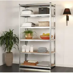 GENERICO - Estante Rack metalico 180 X 90 X 40 galvanizado plateado