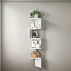 GENERICO - Repisa Esquinero Flotante 5 Niveles Decoracion Moderna Blanco