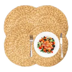 GENERICO - Ndividuales Redondos Mantel Natural De Yute De 38cm 4 Piezas