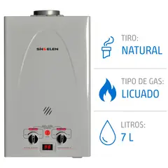 SINDELEN - Calefont 7 Litros Gas Licuado Tiro natural CFN-7GLSI