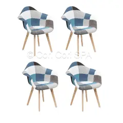 CORI CORI - Pack 4 Butacas Patchwork Wood Celestoide