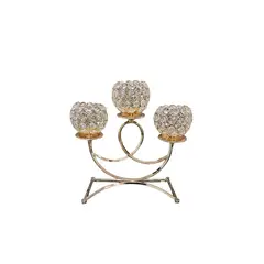 GENERICO - Candelabro Porta velas 3 Cristal Flor Decoración De Mesa