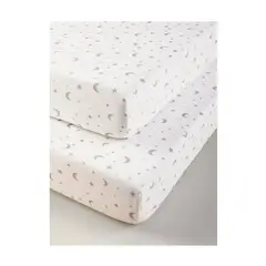 GENERICO - Set 2 sábanas bajeras jersey algodón para Moisés ESTRELLAS