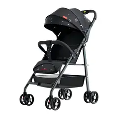 LUBABYCAS - Coche De Paseo Reclinable Liviano Smart Negro