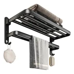 GENERICO - Soporte Plegable De Pared Para Toallas Con Gancho 50cm