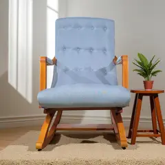 DISEÑOS VALESTRINI - SILLA MECEDORA CON APOYA BRAZO LINO GRIS CLARO