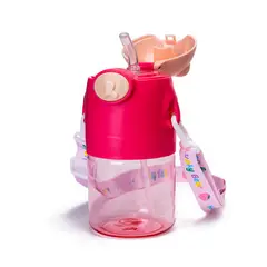 CHINITOWN - Botella Portatil De Agua 650ml Con Correa Rosado