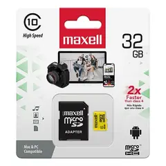 MAXELL - Tarjeta Microsd 32gb/90mb/s Adapta Sd Clase10 Mcsd-32