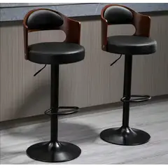 ARTIHOGAR - Pack 2 Sillas Bar De Luxe Madera con Respaldo Boscco Negro/Negro