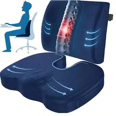GENERICO - Cojin Lumbar Y Asiento Para Coxis y Ciatica Lumbar Azul