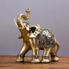 MOVI - Elefante Decorativo Dorado 15x15CM Atrae Suerte Riqueza y Felicidad