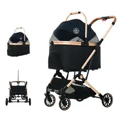 LUBABYCAS - Coche Para Mascotas Premium 2 En 1 C106 Negro