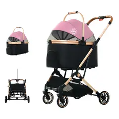LUBABYCAS - Coche Para Mascotas Premium 2 En 1 C106 Rosado