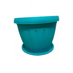 GENERICO - Macetero Redondo con Plato 30cm Turquesa