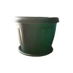 GENERICO - Macetero Redondo con Plato 30cm Verde Oscuro