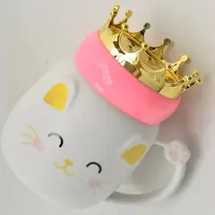 GENERICO - Taza Mug Gatito Con Corona Rey Reina Tazón Kawaii Catlover Blanco