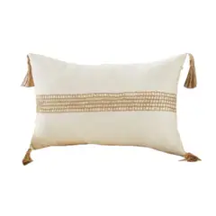 GENERICO - Pack de 02 Fundas De Cojin con detalles en yute 30x50cm md13