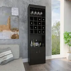 TUHOME - Bar Alto Kava Beijing Wengue Blanco Con Portacopas