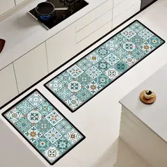 GENERICO - Set de 02 alfombra de cocina impermeable de Cuero Nappa md02