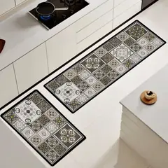 GENERICO - Set de 02 alfombra de cocina impermeable de Cuero Nappa md09