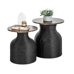 OEM - Set 2 Mesas De Centro Industrial Elegante Minimalista Rattan