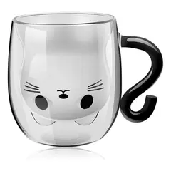 GENERICO - Taza Mug Gato Vidrio Doble Pared Lindo Regalo Catlover