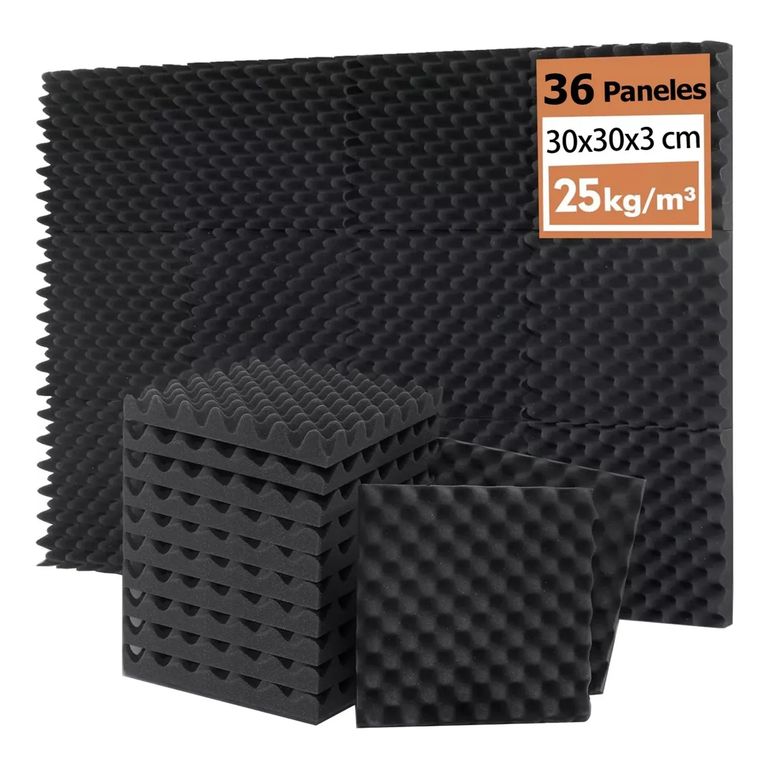 36 Paneles Acústicos Espuma Acústica,material Acústico Nergo 30x30x3cm