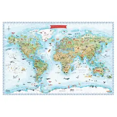 GENERICO - MAPA MUNDI ILUSTRADO AZUL