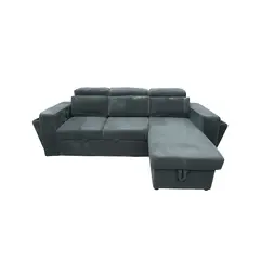 SWEET HOGAR - Sofá cama con almacenamiento libre disposición color gris azulado