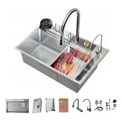 GENERICO - Set Lavaplatos Empotrado Acero Inoxidable 80x45cm con porta cuchillo