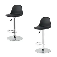 LUBABYCAS - Pack 2 Sillas Piso Bar Negras Altura Regulable Con Respaldo