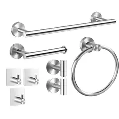 DANWEILE - Juego De Accesorios 8 Baño Toallero Ganchos Para Toallas - Plata