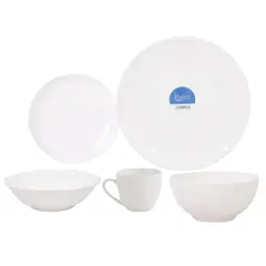 HALLEN - Pack Vajilla 10 Piezas Blanco Crema Plato Taza Bowl