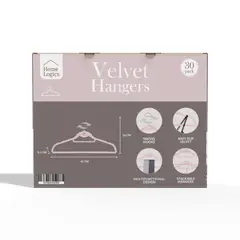 HOME LOGICS - Colgadores Ropa Set 30 Terciopelo Antideslizante Color Rosa