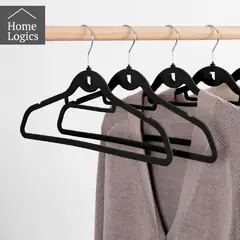 HOME LOGICS - Set 30 Colgadores Ropa Terciopelo Antideslizante Color Negro Kiosclub