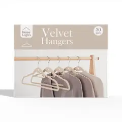 HOME LOGICS - Colgadores Ropa Set 30 Terciopelo Antideslizante Color Beige